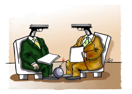 Cartoon: Negotiations between the Kurdish (medium) by handren khoshnaw tagged handren,khoshnaw