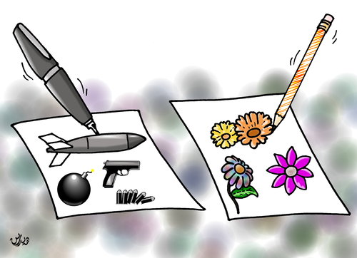 Cartoon: peace and war cartoon (medium) by handren khoshnaw tagged handren,khoshnaw