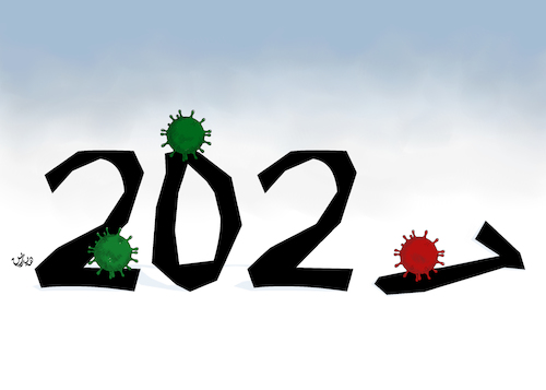 Cartoon: year 2021 and covid-19 cartoon (medium) by handren khoshnaw tagged handren,khoshnaw