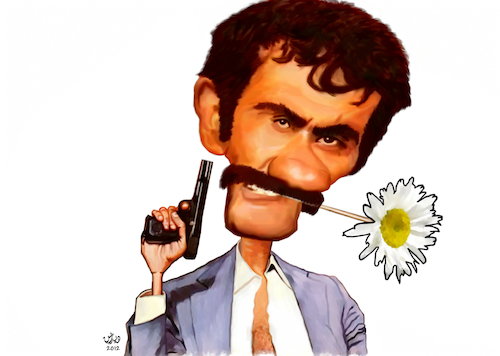 Cartoon: yilmaz guney (medium) by handren khoshnaw tagged yilmaz,guney,handren,khoshnaw,kurds,personality,cinema