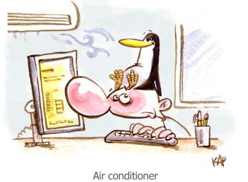 Cartoon: Air conditioner (medium) by kap tagged cold,summer,climatizer,kap,penguin