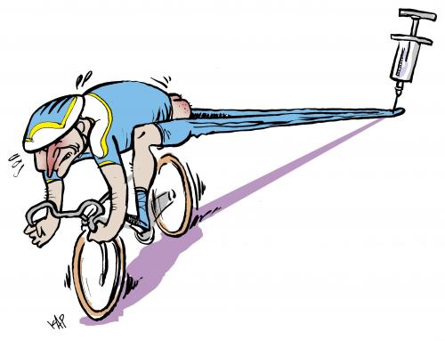 Cartoon: Ciclista y doping (medium) by kap tagged bicycle,tour,doping,kap,sports