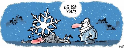 Cartoon: Ein kalter Winter -deutsche (medium) by kap tagged winter,winter,jahreszeit,wetter,klima,kälte,kalt,frost,schnee,schneeflocke,eis,temperaturen,temperatur,natur,erfrieren