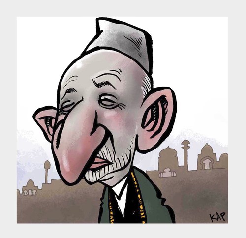 Cartoon: Karzai (medium) by kap tagged hamid,karzai,afganistan,afghanistan,taliban,caricature,kap