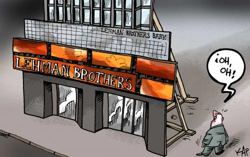 Cartoon: Lehman Brothers Bank bankrupt (medium) by kap tagged economy,money,lehman,bankrupt,wall,street,bank,krise,finanzkrise,finanzen,banken,bank,geld,bankensterben,aussterben,fusion,wirtschaftskrise,wirtschaft,kredite,kredit,wall street,friedhof,finanzmarkt,lehman brothers,finanzinstitut,institut,bank of america,deutsche bank,credit suisse,ubs,barclays,morgan stanley,citibank,goldman sachs,jpmorgan,merrill lynch,hilfe,sterben,untergang,katastrophe,notenbank,usa,wall,street,lehman,brothers,of,america,deutsche,credit,suisse,morgan,stanley,goldman,sachs,merrill,lynch,pleite,zentralbank,rezession,konkurs,bankrott,börse