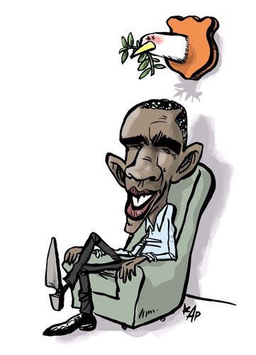 Cartoon: Nobel Peace Prize 2009 (medium) by kap tagged obama,barack,nobel,prize,peace,karikatur,karikaturen,barack obama,usa,präsident,amerika,frieden,krieg,nobelpreis,auszeichnung,barack,obama