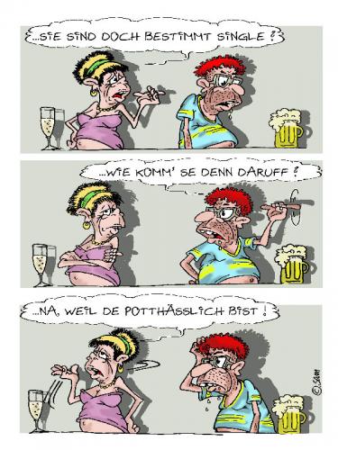 Cartoon: pott hässlich (medium) by sam tagged character,bunt,frau,familie,mann,man,woman,beziehung