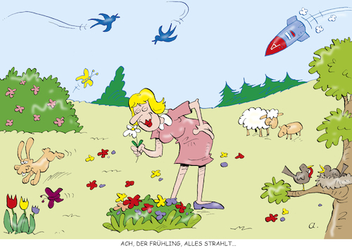 Cartoon: Frühling (medium) by astaltoons tagged putin,ukraine,krieg,frühling,putin,ukraine,krieg,frühling