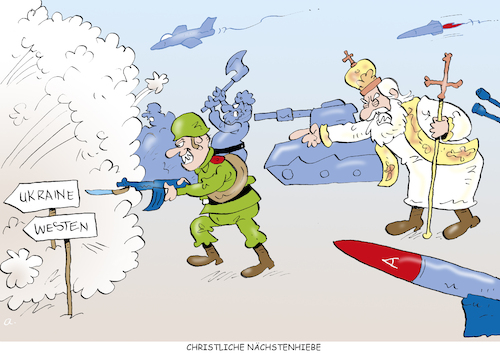 Cartoon: Heiliger Krieg (medium) by astaltoons tagged putin,russland,krieg,kirche,putin,russland,krieg,kirche