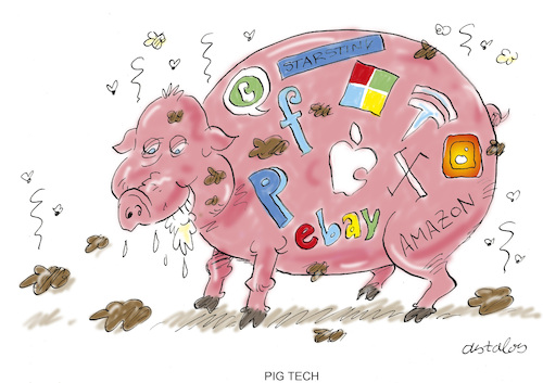 Cartoon: Pig Tech (medium) by astaltoons tagged trump,techkonzerne,trump,techkonzerne