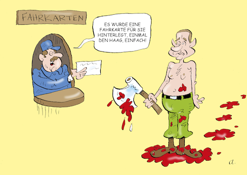 Cartoon: Reisewarnung (medium) by astaltoons tagged putin,ukraine,kriegsverbrechen,putin,ukraine,kriegsverbrechen