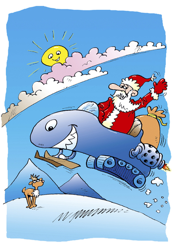 Cartoon: Weihnachten (medium) by astaltoons tagged weihnachten,weihnachtsmann,hai,rentier,pyramiden,sonne