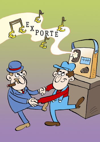 Cartoon: Wirtschaft (medium) by astaltoons tagged exporte,exportboom,geld,euro,radio,tanz