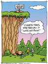 Cartoon: Look Out Point (small) by JohnBellArt tagged look,out,point,fall,rocks,cliff,death,humor,irony,crush