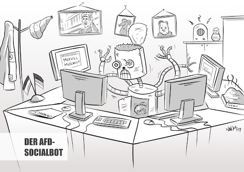 Cartoon: AfD Social Bot (medium) by INovumI tagged afd,social,bot,bots,wahlen2017