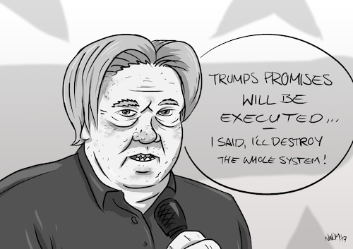 Cartoon: Bannons promises (medium) by INovumI tagged bannon,trump,promises,execute