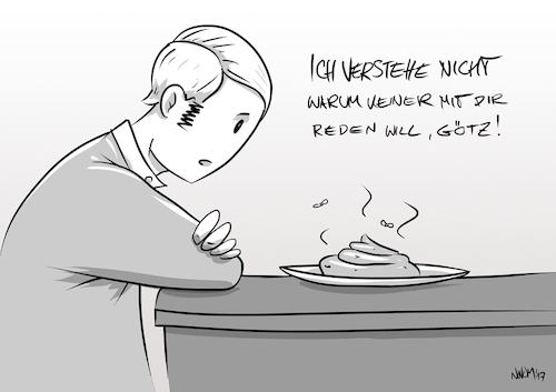 Cartoon: Diskussion (medium) by INovumI tagged poggenburg,afd,götz,kubitscheck,podiumsdiskussion,lischka