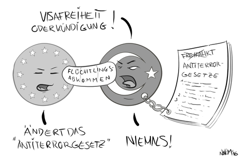 Cartoon: Flüchtlingsabkommen (medium) by INovumI tagged antiterrorgesetz,flüchtlingsabkommen,eu,türkei