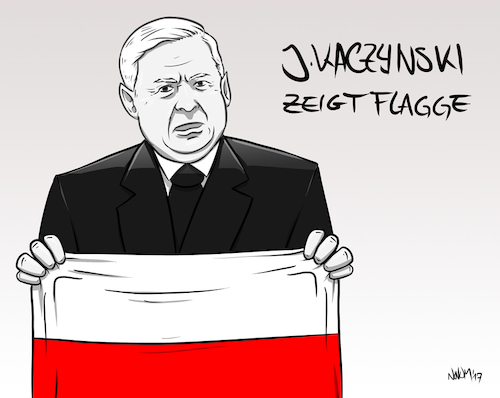 Cartoon: Kaczynski zeigt Flagge (medium) by INovumI tagged jaroslaw,kaczynski,flagge,reichsflagge,deutschland