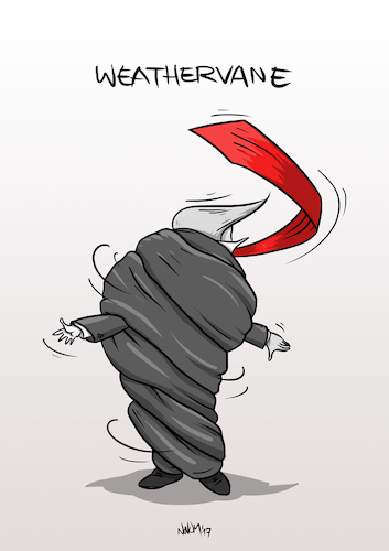 Cartoon: weathervane (medium) by INovumI tagged donald,trump,weather,vane,tie,faehnchen,im,wind,schlips,krawatte