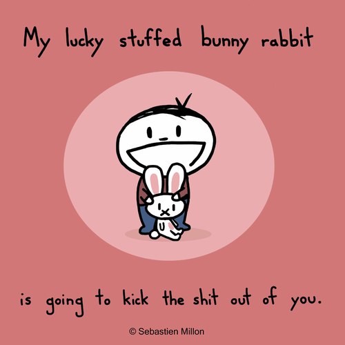 Cartoon: Lucky Stuffed Bunny (medium) by sebreg tagged rabbit,bunny,silly,cute,humor,fun