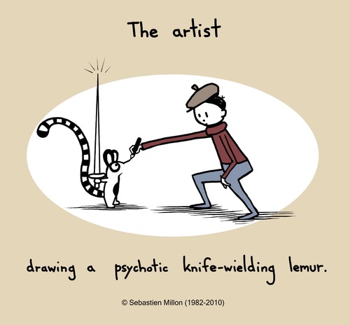 Cartoon: The artist (medium) by sebreg tagged lemurs,cartoon,silly,dark,macabre