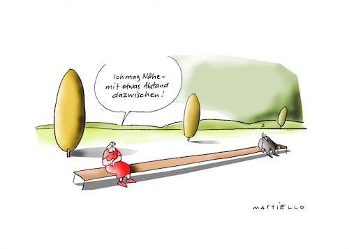 Cartoon: Abstand (medium) by Mattiello tagged mann,frau,beziehung,distanz,mann,frau,beziehung,distanz