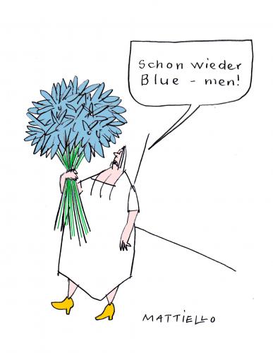 Cartoon: Blue-men (medium) by Mattiello tagged frau,blumen
