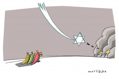 Cartoon: Dreikönig (medium) by Mattiello tagged gaza,israel,dreikönig,gaza,israel,drei könige,komet,krieg,dreikönig,militär,gewalt,konflikt,soldaten,bomben,religion,drei,könige,territorium