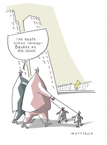 Cartoon: Leine (medium) by Mattiello tagged finanzkrise,banker,stützmassnahmen,hilfspaket,regulierung