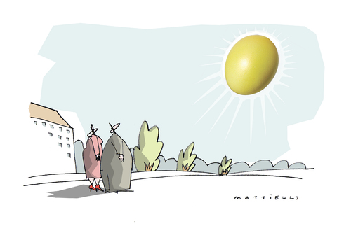 Cartoon: Ostersonne (medium) by Mattiello tagged feste,feiern,ostern,ei,sonne,feste,feiern,ostern,ei,sonne,religion,feiertag,tradition,kultur