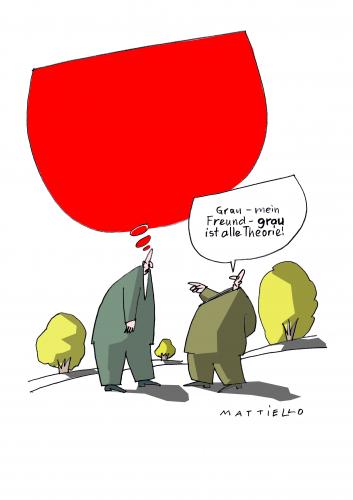 Cartoon: Theorie (medium) by Mattiello tagged theorie,farbe,grau,rot,theorie,grau,rot,farbe,farben,philosophie,unterhaltung,gespräch,kommunikation,alle,leer,sprechblase