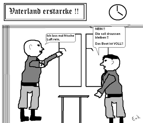 Cartoon: Wissen Nazis wovon sie reden (medium) by Edzard von Keitz tagged das,boot,ist,voll,nazis,neonazis,sprache,dumm,doof,luft