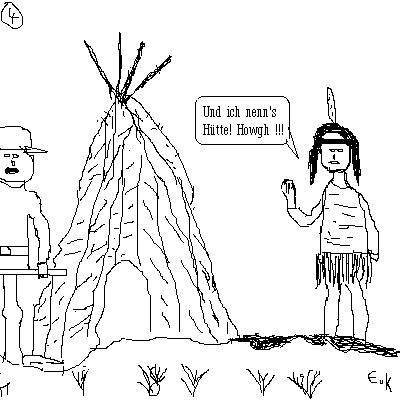 Cartoon: Schlechte Reime mit Karl May (medium) by Edzard von Keitz tagged winnetou,old,shatterhand,wigwam,karl,may,brennen,wilder,westen