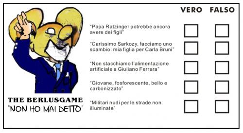 Cartoon: Berlusgame (medium) by yalisanda tagged sarkozy,bruni,ratzinger,militari,strade,game,politics,italy