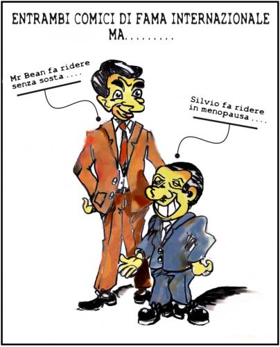 Cartoon: differenze (medium) by yalisanda tagged comici,mrbean,silvio,menopausa,sosta,internazionalesatira,politica,umorismo