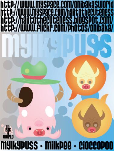 Cartoon: Mylkypuss - milkpee - cioccopoo (medium) by OniBaka tagged cute,kawaii,kow,milk,cioccolate,toy