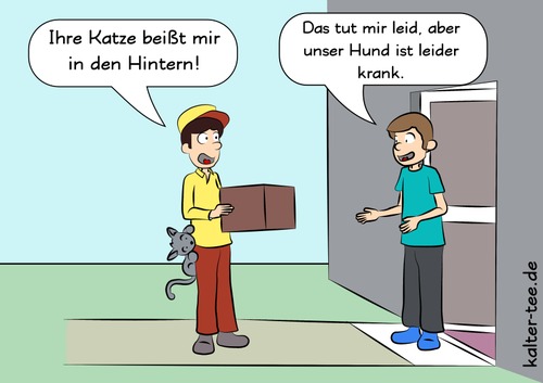 Cartoon: Post (medium) by kowo tagged hund,katze,post,paket,lieferung,aushilfe