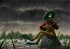 Cartoon: the frog and the rain (small) by FredCoince tagged frog rain poetry