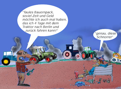 Cartoon: bauernaufstand (medium) by ab tagged bauern,demo,berlin,traktoren,wut