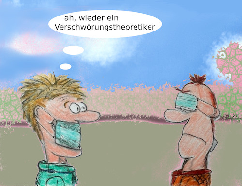 Cartoon: begegnung (medium) by ab tagged virus,corona,schutz,maske,mund,augen,sehen