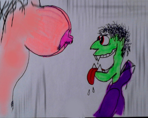 Cartoon: bloodlust (medium) by ab tagged vampir,boobs