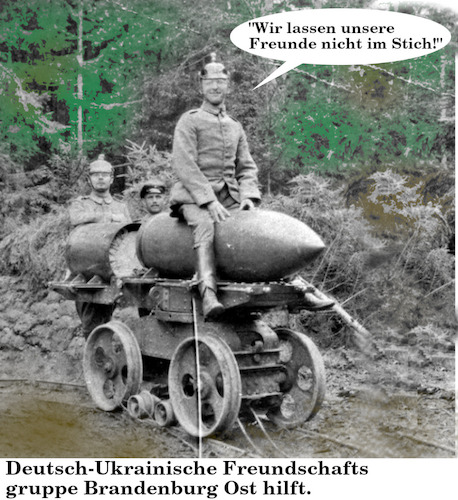 Cartoon: der gute deutsche (medium) by ab tagged deutschland,ukraine,russland,krieg,grenze,waffen,hilfe,nato