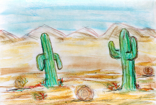 Cartoon: der überfall (medium) by ab tagged wüste,kakteen