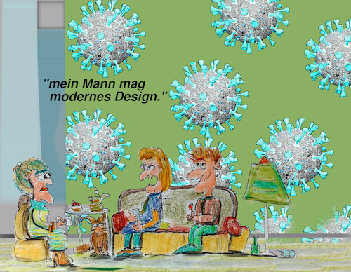 Cartoon: die wand (medium) by ab tagged deutschland,corona,virus,wohnen,tapete