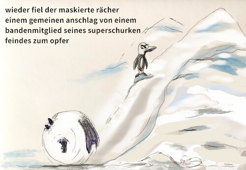 Cartoon: eiskalter coup (medium) by ab tagged batman,pinguin,lawine,schnee