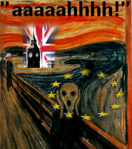 Cartoon: enough (medium) by ab tagged brexit,uk,may,eu,munch,scream