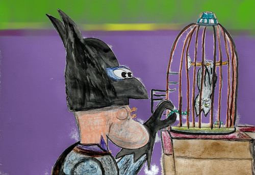 Cartoon: favorit pet (medium) by ab tagged bat,man,pet