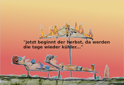 Cartoon: hitzeherbstanfang (medium) by ab tagged sommer,herbst,jahreszeit,hitze,wetter,klimawandel,temperatur