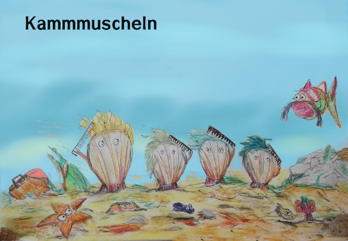 Cartoon: meeres fauna und flora (medium) by ab tagged meer,wasser,natur,muschel,arten